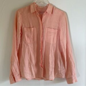M&S Peach Long Sleeve Linen Top Size 12 UK